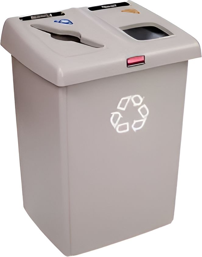 Rubbermaid - 46-Gal Beige Glutton Waste & Recycling Station - RCP1792371