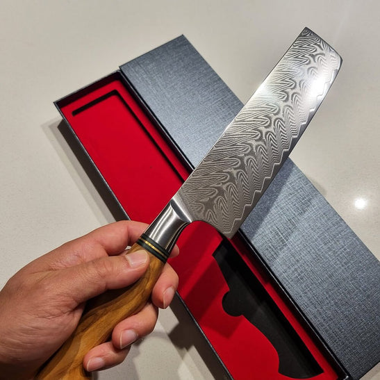 Ryda Knives - 7" Nakiri Knife 73 Layer Damascus - ST650-7-Nakiri-Knife