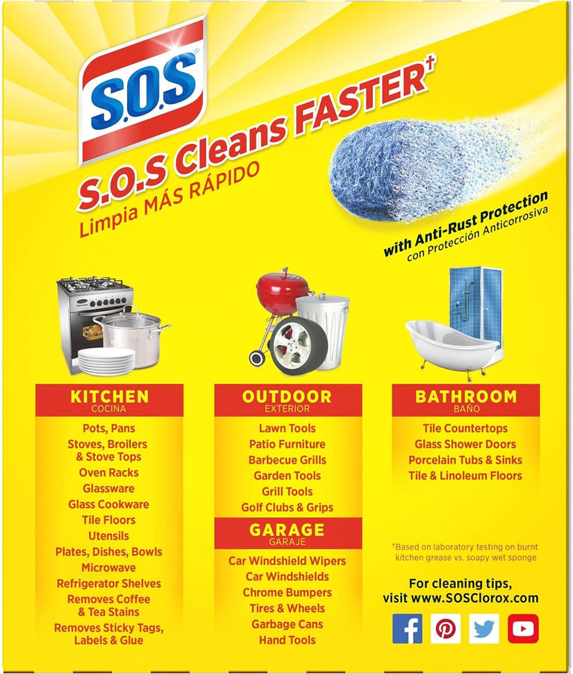 S.O.S - Soap Filled Steel Wool Cleaning Pads, 10/Bx - HP02950