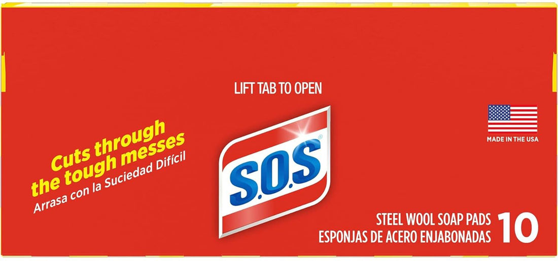 S.O.S - Soap Filled Steel Wool Cleaning Pads, 10/Bx - HP02950