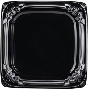 Sabert - 12" UltraStack Black Square Platter with Clear High Dome Lid Combo, 25 Per Case - C9612
