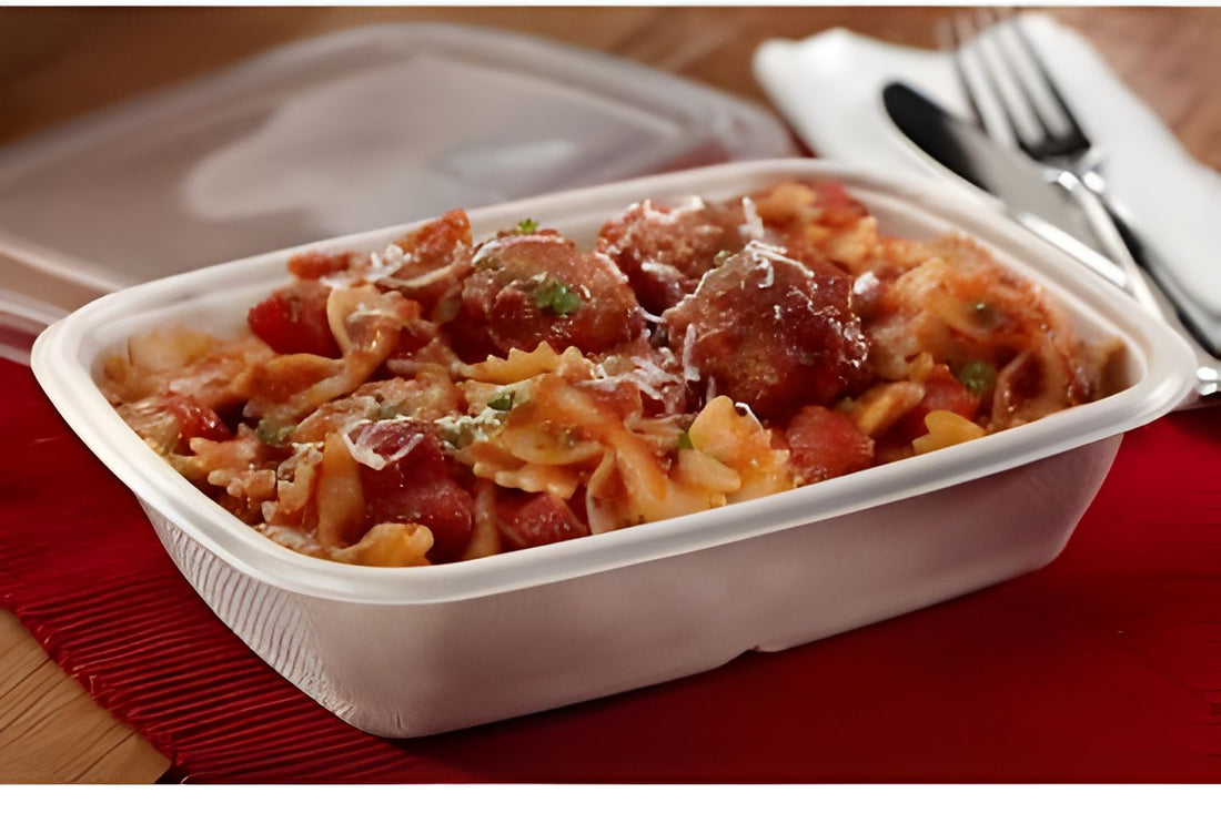 Sabert - 28 Oz Pulp Rectangle PLA Laminated Container, 150/Cs - 48632D150