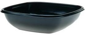 Sabert - 32 Oz Black Large Square Bowl with Clear Dome Lid, 75/Cs - 99032B75 (Special Order Item)