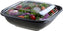 Sabert - 32 Oz Black Large Square Bowl with Clear Dome Lid, 75/Cs - 99032B75 (Special Order Item)