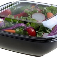 Sabert - 32 Oz Black Large Square Bowl with Clear Dome Lid, 75/Cs - 99032B75