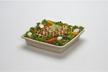 Sabert - 48 Oz Square Deep Pulp Container, 300/cs - 49148F300N