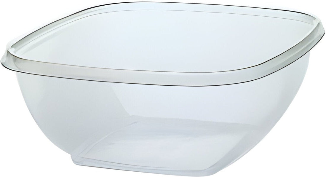 Sabert - 64 Oz Clear Square Plastic Bowl with Lid Combo, 75/Cs - C19064B75 (Special Order Item)