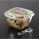 Sabert - 8 Oz Square Plastic Bowls with Lid and Spork Combo, 250/Cs - C15008B250UCL