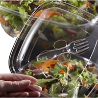 Sabert - 8 Oz Square Plastic Bowls with Lid and Spork Combo, 250/Cs - C15008B250UCL (Special Order Item)