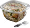 Sabert - 8 Oz Square Plastic Bowls with Lid and Spork Combo, 250/Cs - C15008B250UCL (Special Order Item)