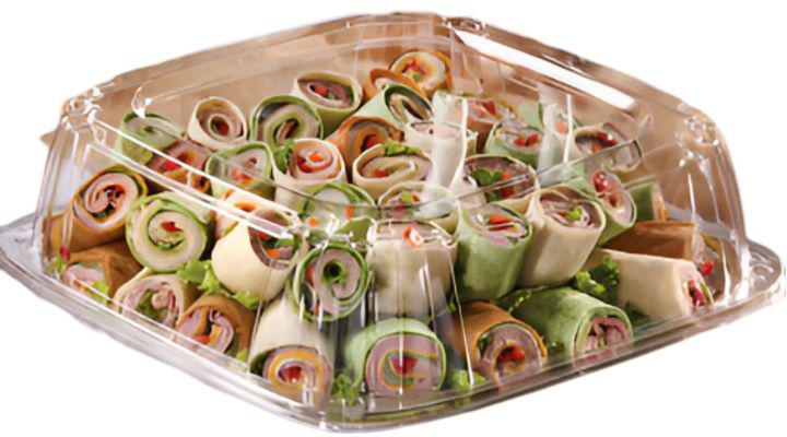 Sabert - Clear 14.1” UltraStack Square Platter with 3” Dome Lid, 25/Cs - C1614