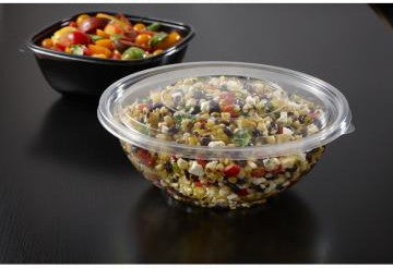 Sabert - Clear Large Flat Lid for 24, 32, 48 Oz Round Bowls, 100/cs - 51048A100