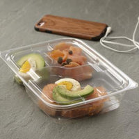 Sabert - Clear Lid for 36 oz. Two-Compartment and 26 oz. Three-Compartment Large Snack Box, 300/cs - 584620B300N