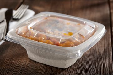 Sabert - Clear PP Lid for 24, 28, 32 oz. Square Pulp Bowls, 300/cs - 51932F300 (Special Order Item)
