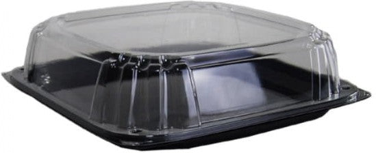 Sabert - Mozaïk 12" Black Square Platter with Clear Dome Lid, 25/Cs - C9312