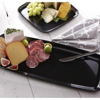 Sabert - Mozaïk 9" x 22" Plastic Black Rectangle Platter, 25/Cs - 9322