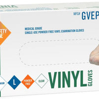 Safety Zone - Large Clear PF Medical Grade Vinyl Gloves, 100/BX - GVEP-LG-1C