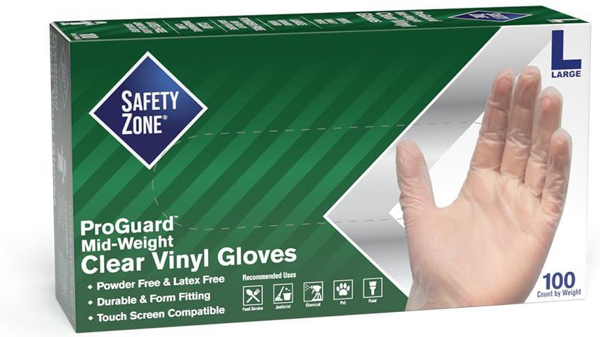 Safety Zone - X-Large Clear PF Vinyl Glove, 100/bx, 10bx/Cs - TSZGVP9XL1