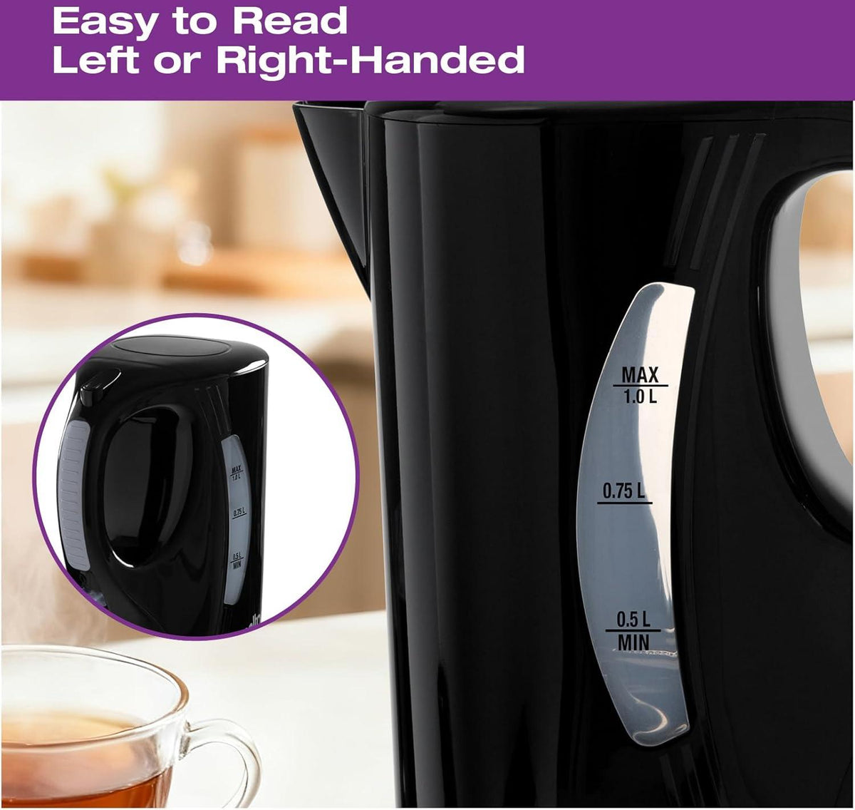 Salton - 1 L Black Cordless Jug Kettle - JK2190BK