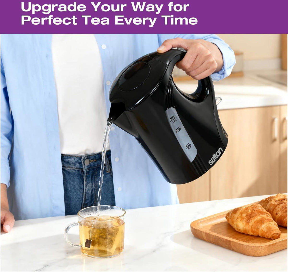 Salton - 1 L Black Cordless Jug Kettle - JK2190BK