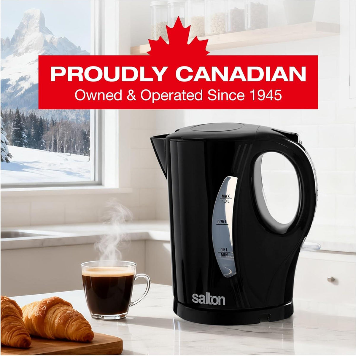 Salton - 1 L Black Cordless Jug Kettle - JK2190BK