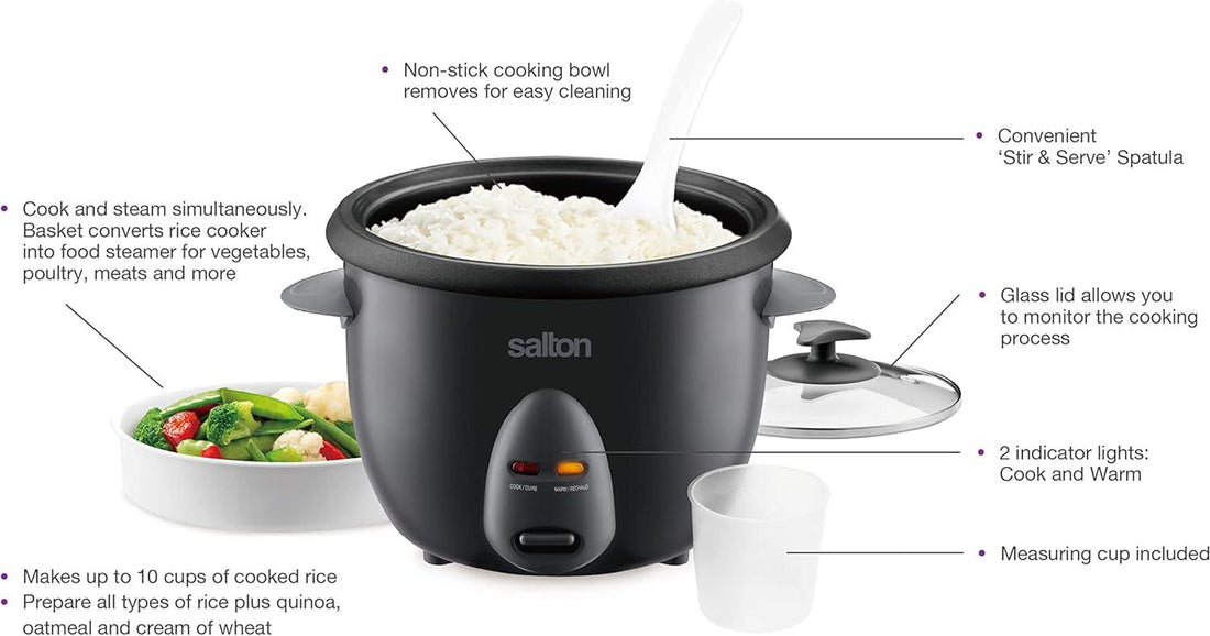 Salton - 10 Cup Automatic Rice Cooker & Steamer - RC2088