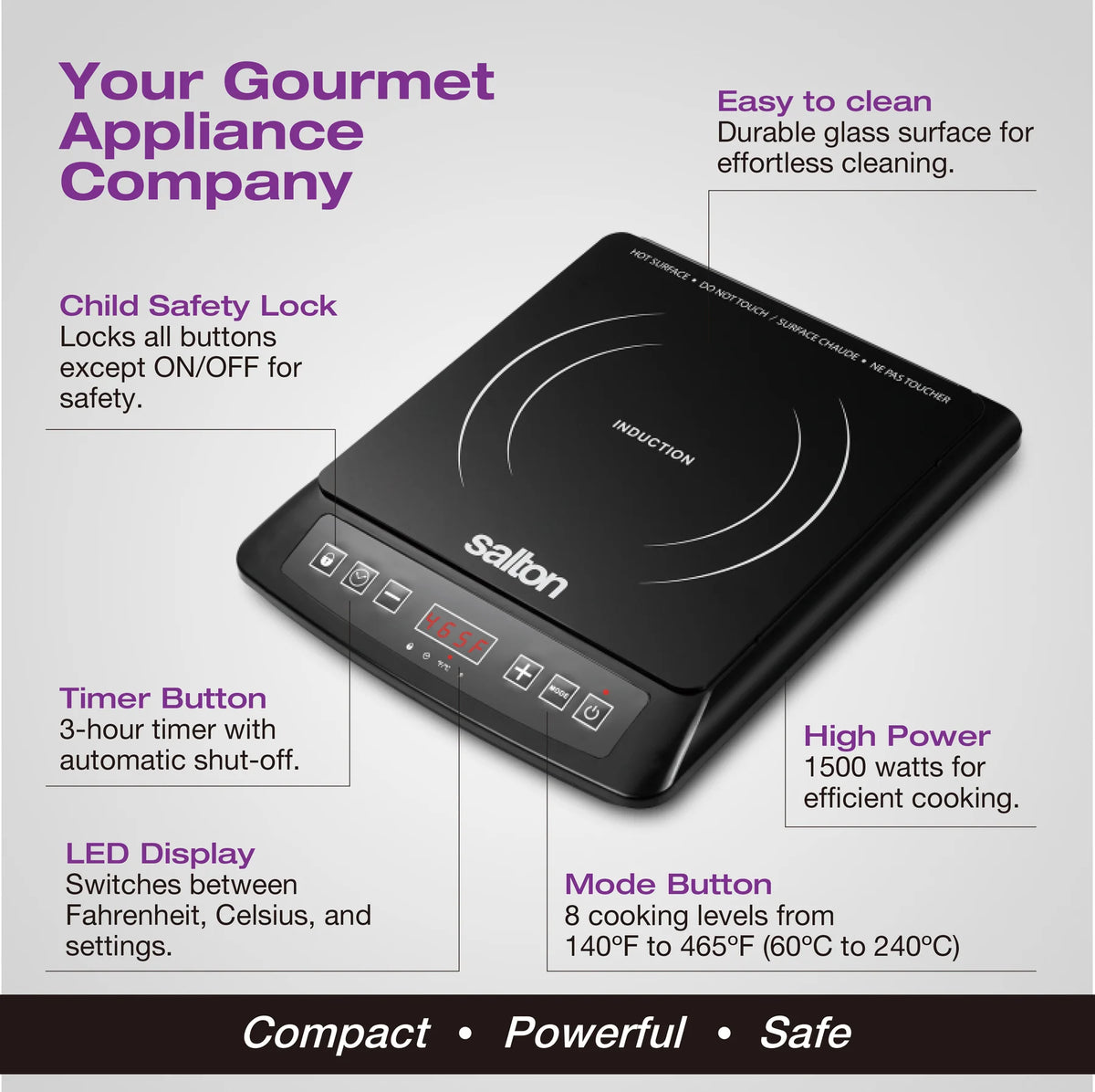 Salton - 12.9" Single Burner Portable Induction Cooktop - ID1948