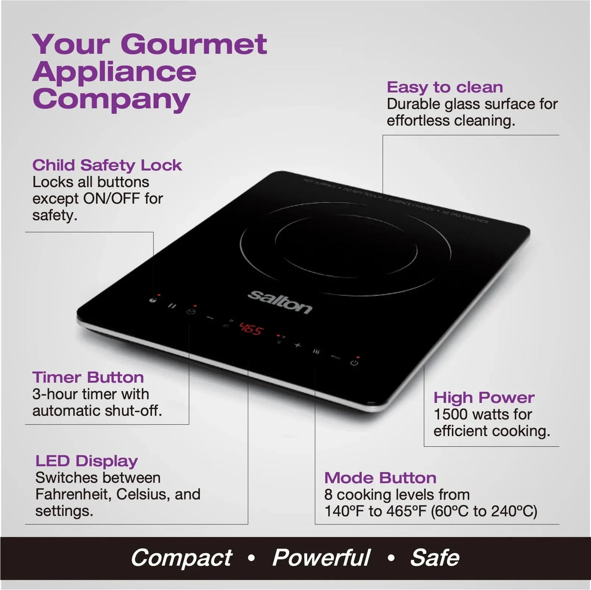 Salton - 1500 W Slim Induction Cooktop - ID2066