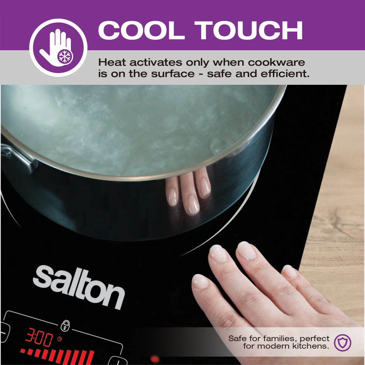 Salton - 1800 W 20" Double Induction Cooktop - ID1487