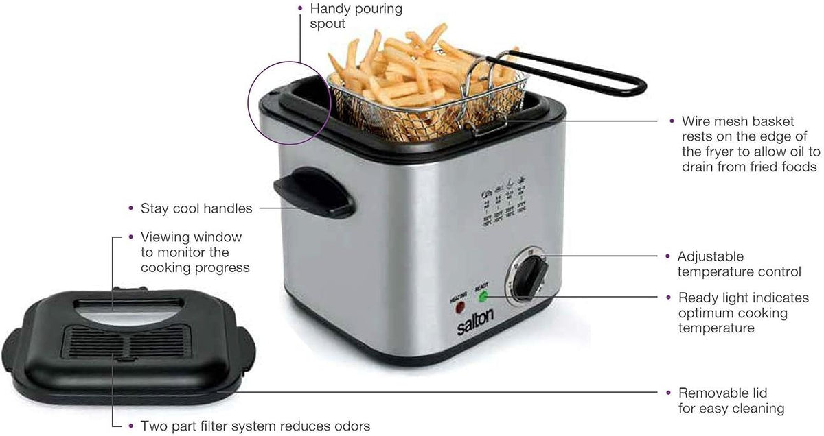 Salton - 1.1 QT Compact Deep Fryer - DF1539