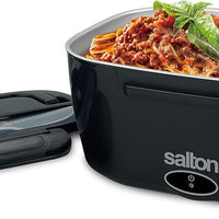 Salton - 1.5 L Black 3-in-1 Portable Electric Lunchbox with Fork & Spoon - SP2111