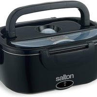 Salton - 1.5 L Black 3-in-1 Portable Electric Lunchbox with Fork & Spoon - SP2111