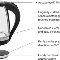 Salton - 1.5 L Cordless Electric Glass Kettle - GK1831