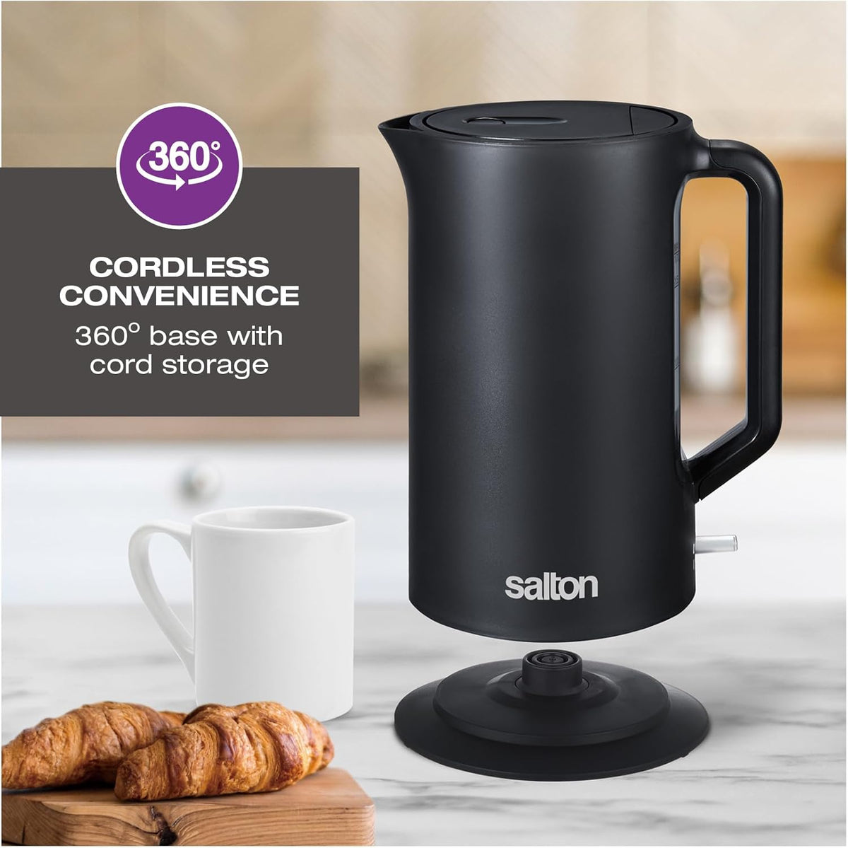 Salton - 1.7 L Black Cordless Jug Kettle - JK2178BK