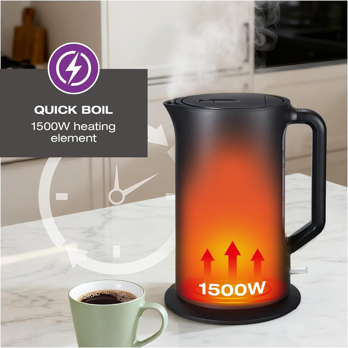 Salton - 1.7 L Black Cordless Jug Kettle - JK2178BK