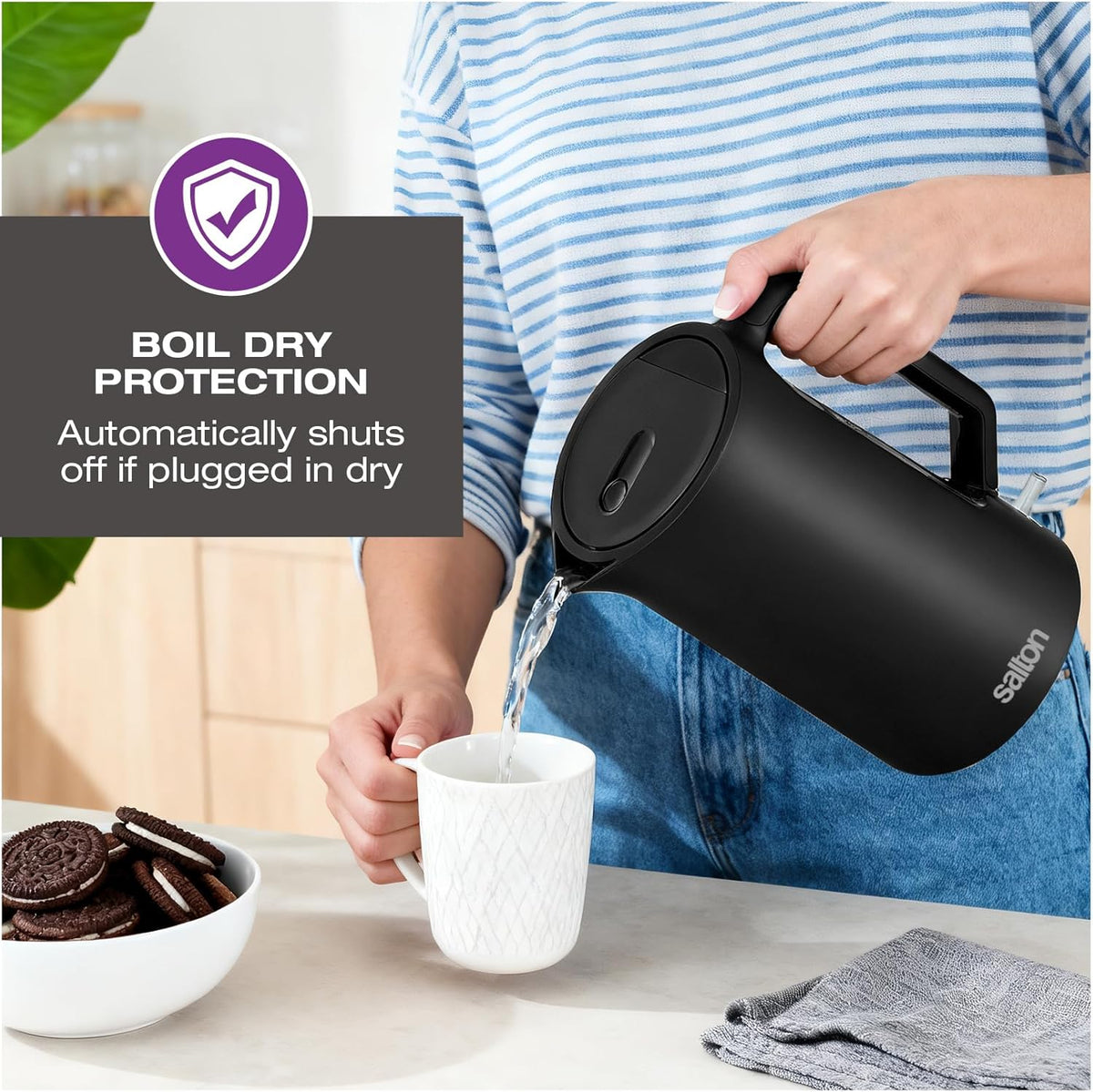 Salton - 1.7 L Black Cordless Jug Kettle - JK2178BK