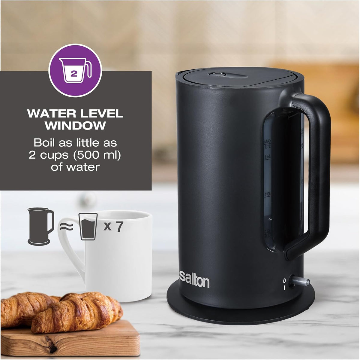 Salton - 1.7 L Black Cordless Jug Kettle - JK2178BK