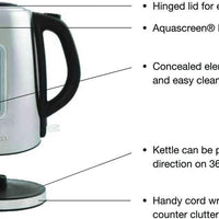 Salton - 1.7 L Cordless Electric Stainless Steel Kettle - JK1903