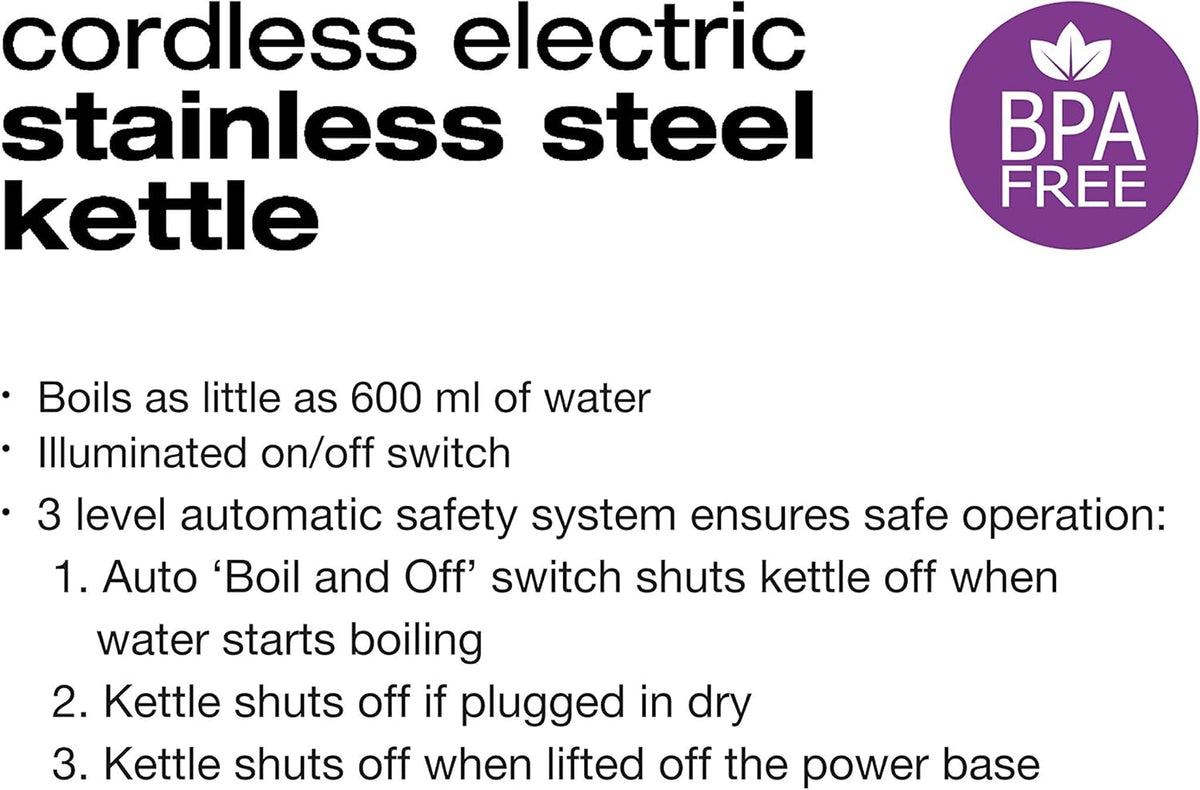 Salton - 1.7 L Cordless Electric Stainless Steel Kettle - JK1903