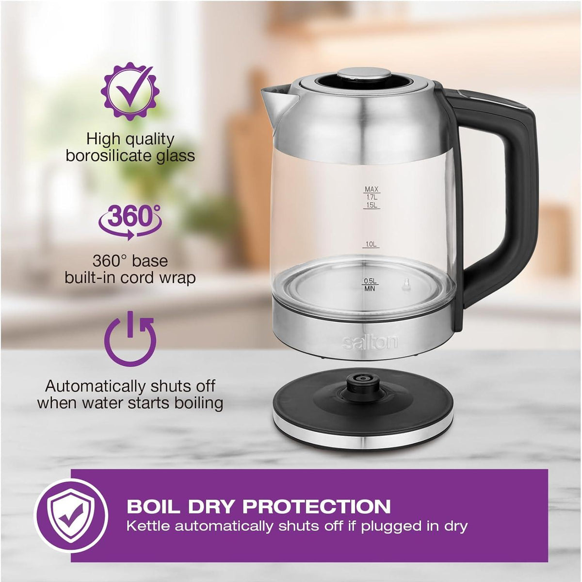 Salton - 1.7 L Temperature Control Kettle & Tea Steeper - GK1758