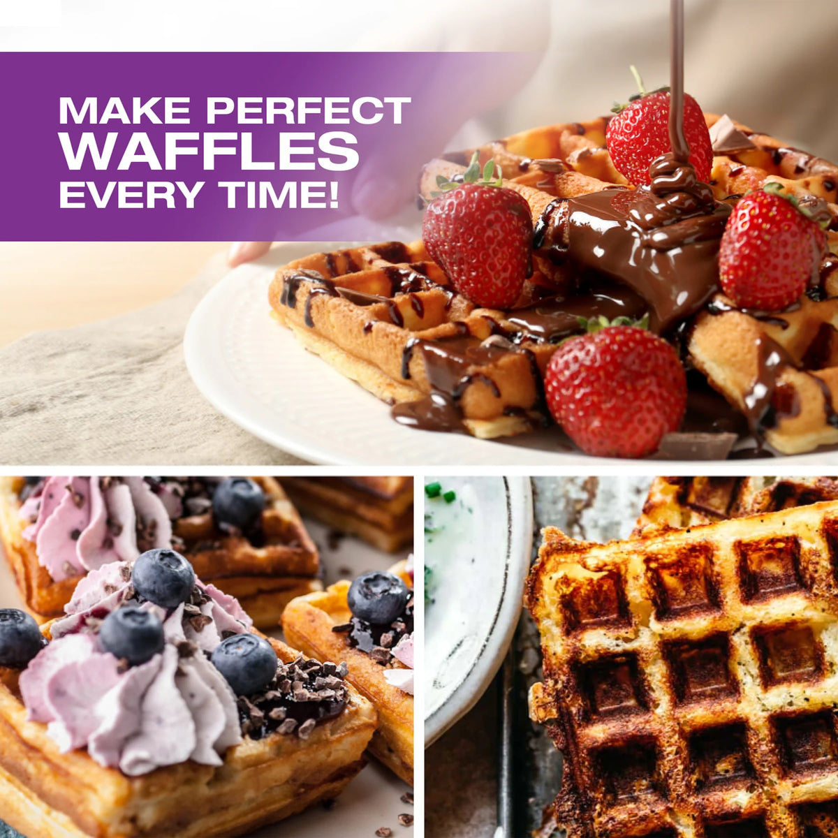 Salton - 2 Slice Belgian Waffle Maker Black - WM1075BK
