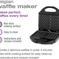 Salton - 2 Slice Belgian Waffle Maker Black - WM1075BK
