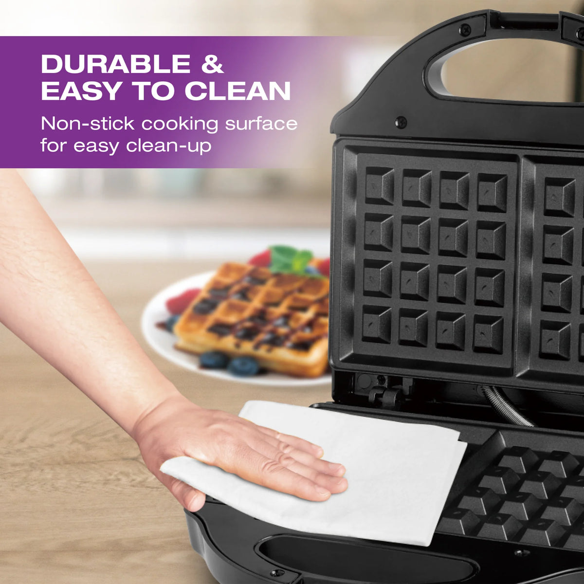 Salton - 2 Slice Belgian Waffle Maker Black - WM1075BK