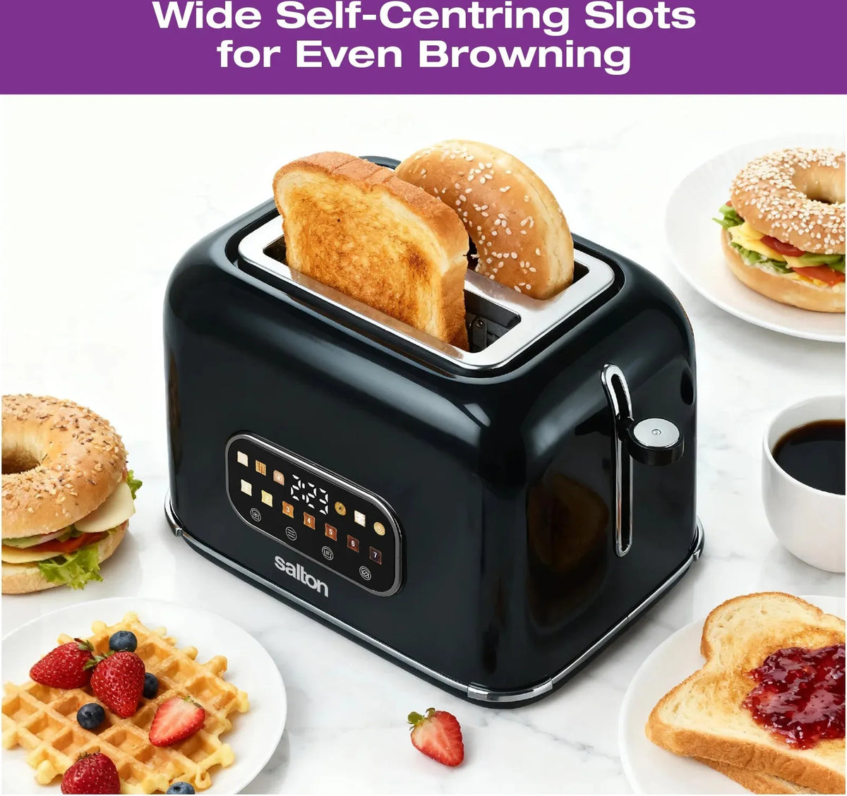 Salton - 2 Slice Smart Touch Toaster Black - ET2170