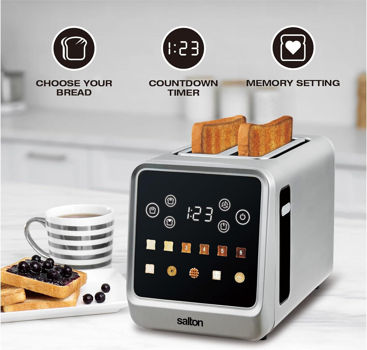 Salton - 2 Slice Smart Touch Toaster - ET2176
