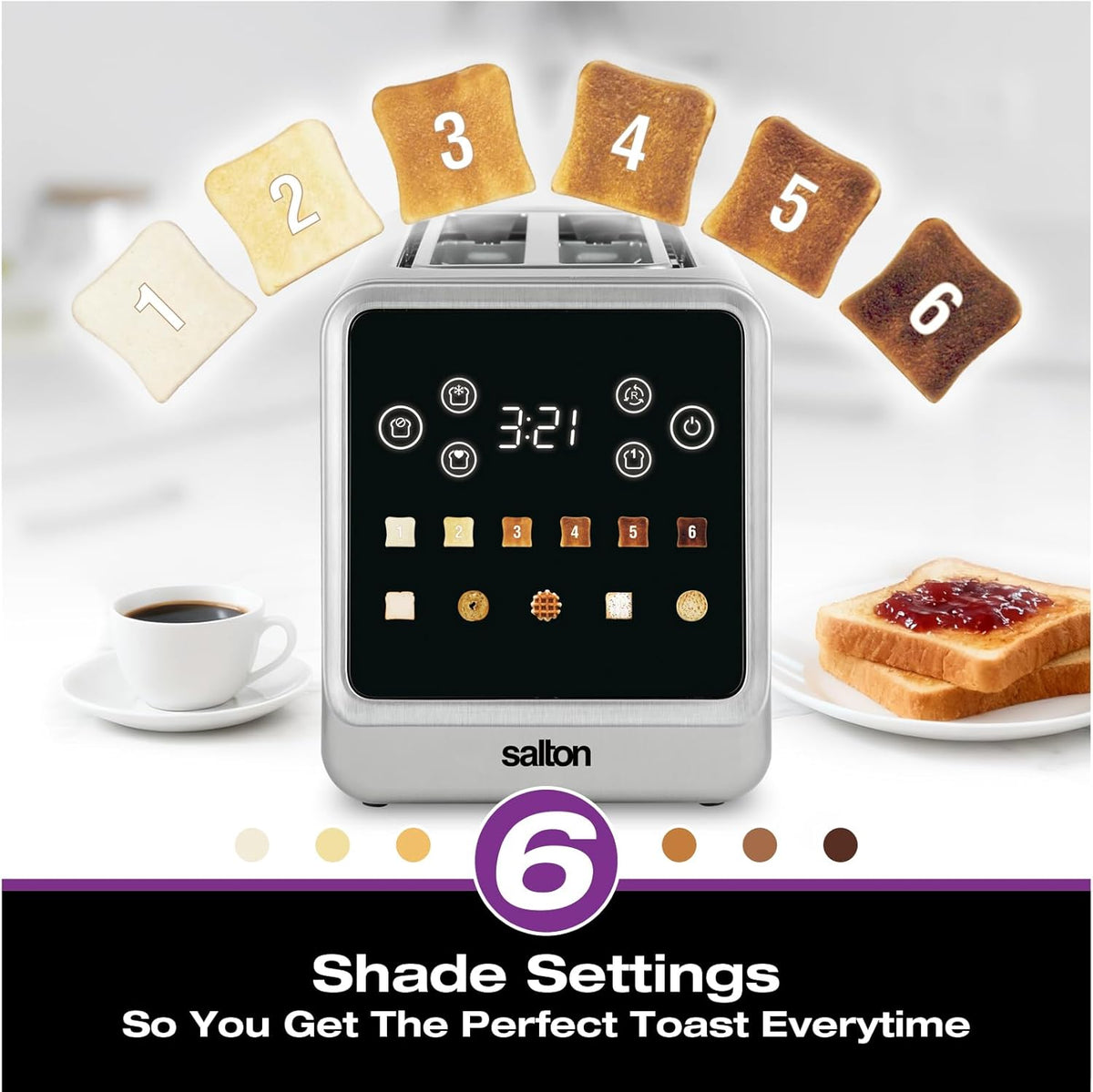 Salton - 2 Slice Smart Touch Toaster - ET2176