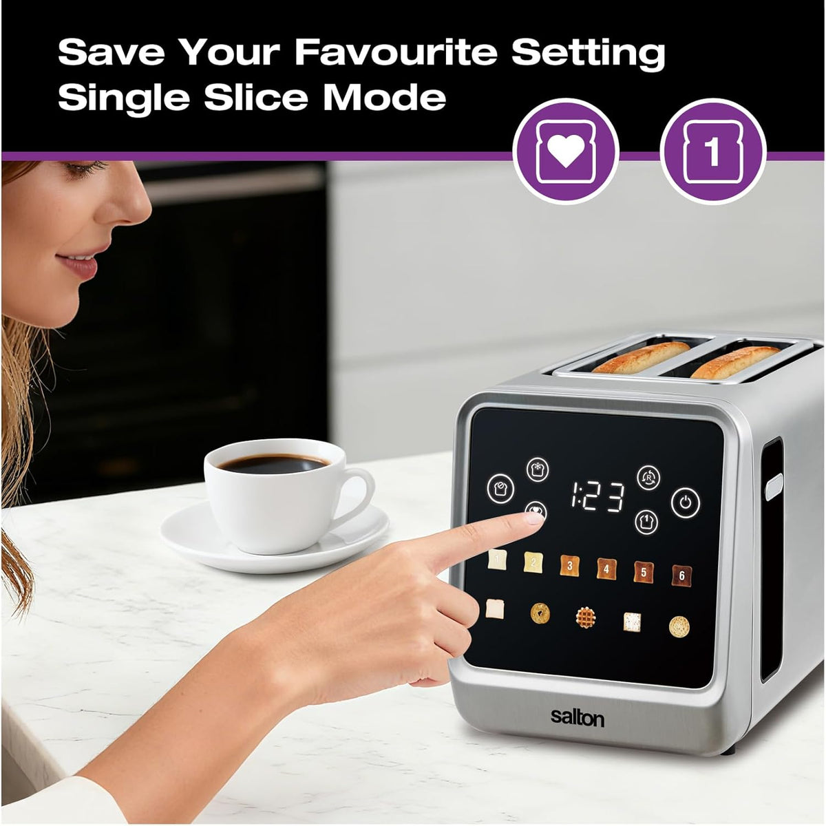 Salton - 2 Slice Smart Touch Toaster - ET2176