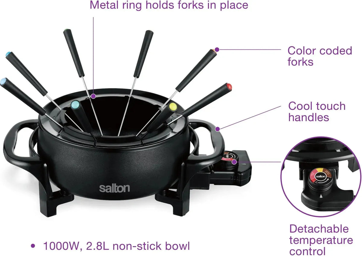 Salton - 2.8 L 8 Forks Black Fondue Set - EF2086