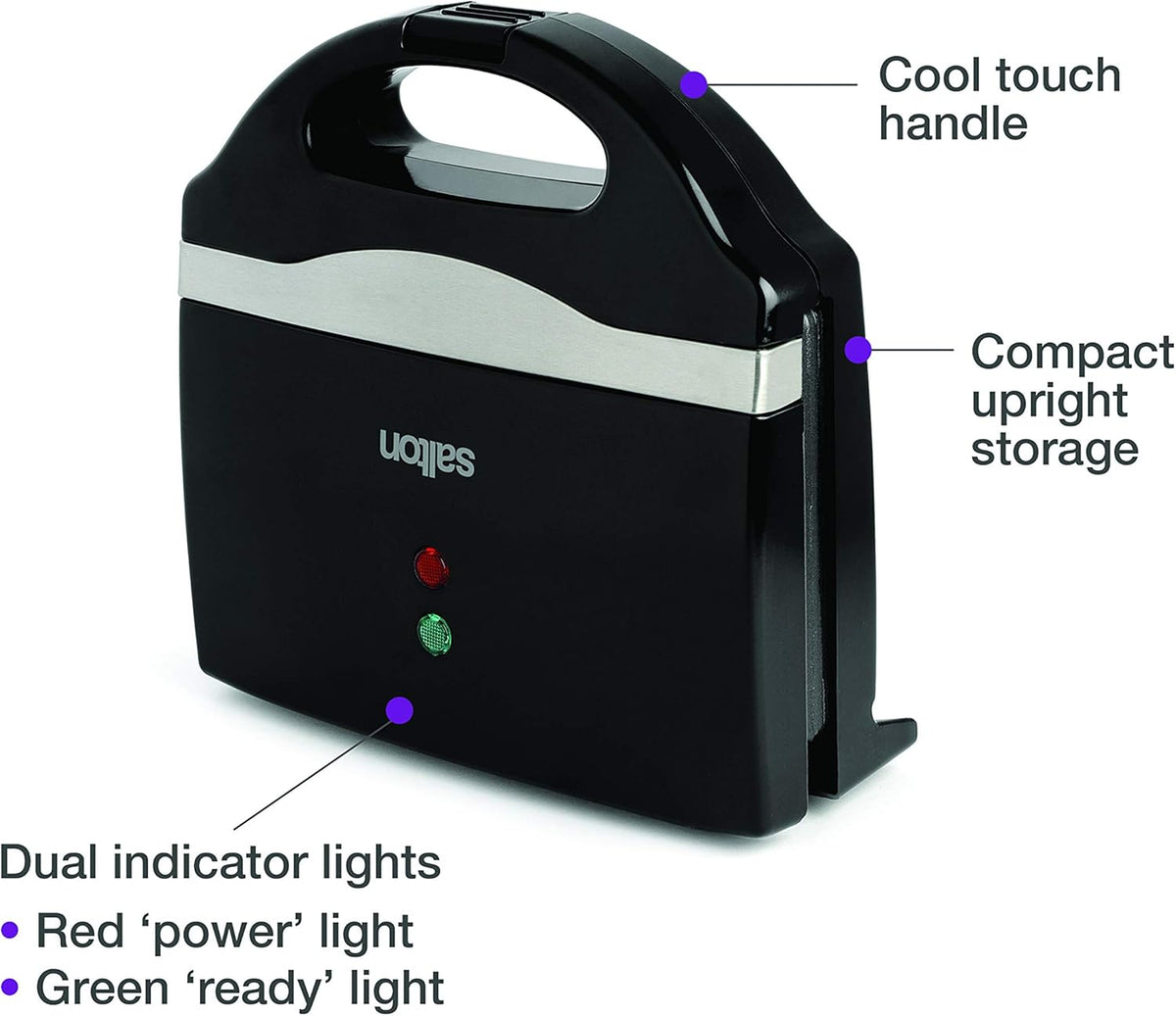 Salton - 750 W Black Pocket Sandwich Maker - SM1068BK