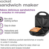 Salton - 750 W Black Pocket Sandwich Maker - SM1068BK